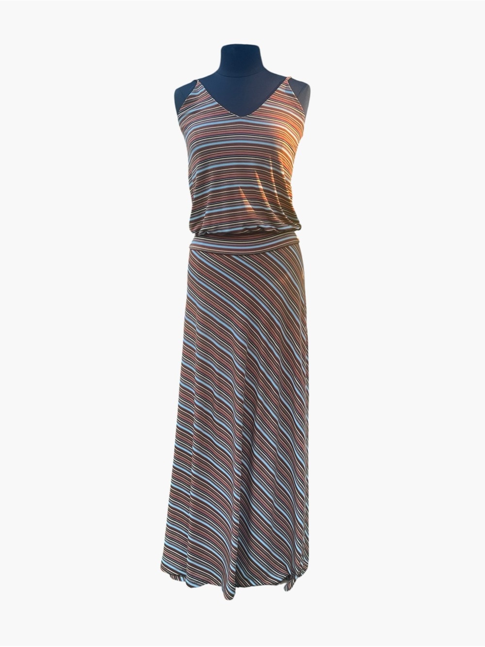Veronica M Striped Sleeveless Maxi Dress size Large